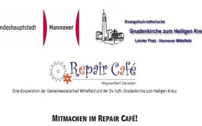 Evento informativo per partecipare al Repair Café Mittelfeld non perdere! L'evento avrà inizio il 5 ottobre alle ore 15.00 nelle sale della Gnadenkirche in Lehrter Platz.