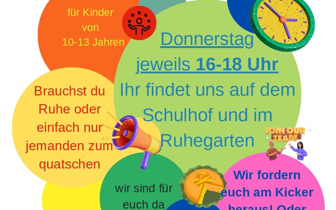 Donnerstag, 19. September von 16.00 – 18.00 Uhr Lücke-Kinder-Projekt für Kids von 10 – 13 Jahre