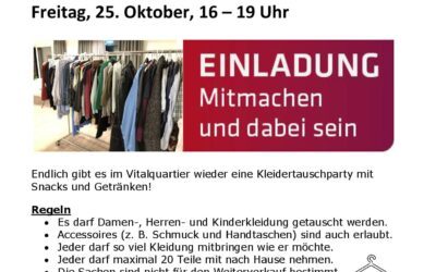 Jetzt schon anmelden! Kleidertauschparty am 25. Oktober im Vitalquartier