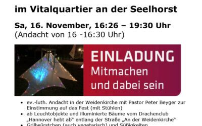 Samstag, 16. November, 16.26 – 19.00 Uhr – Lichterfest im Vitalquartier