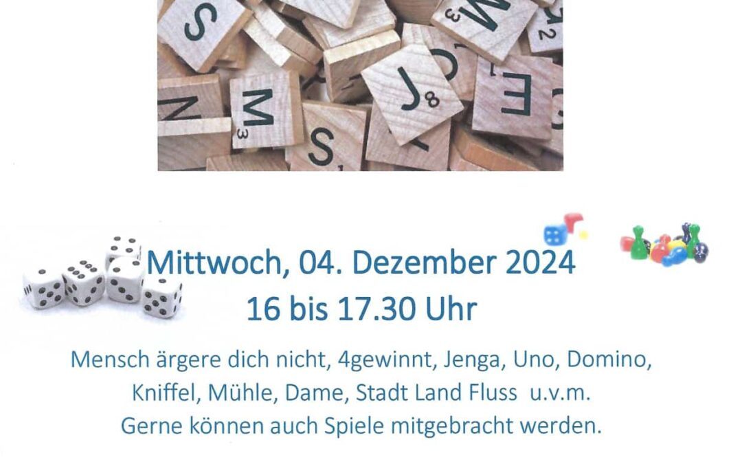 Mittwoch, 04. Dezember, 16.00 – 17.30 Uhr „Spielenachmittag“