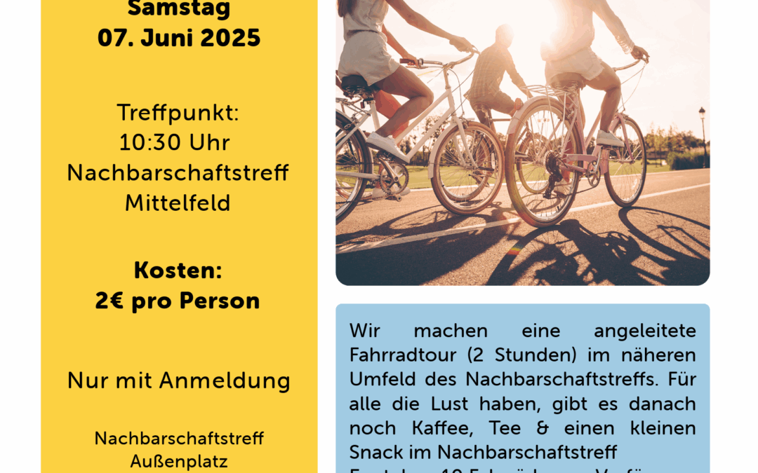 Samstag, 07. Juni, 10:30 Uhr – Fahrradtour für Anfänger*innen