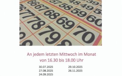 Bingo! an jedem letzten Mittwoch im Monat, 16:30 – 18.00 Uhr