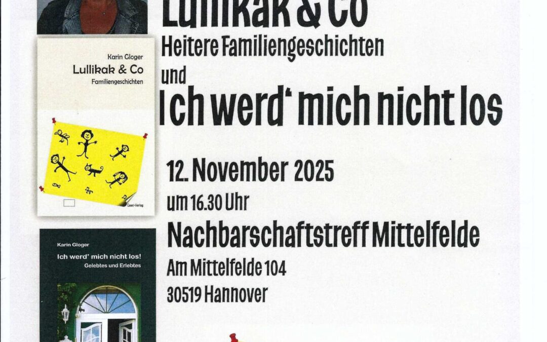 Mittwoch, 12. November, 16:30 Uhr – Lesung mit Karin Gloger