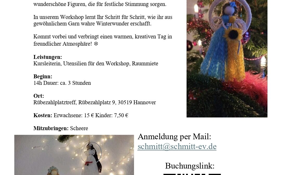 Sonntag, 16. November, 14:00 – 17.00 Uhr – Workshop „Winterliches Basteln mit Garn“